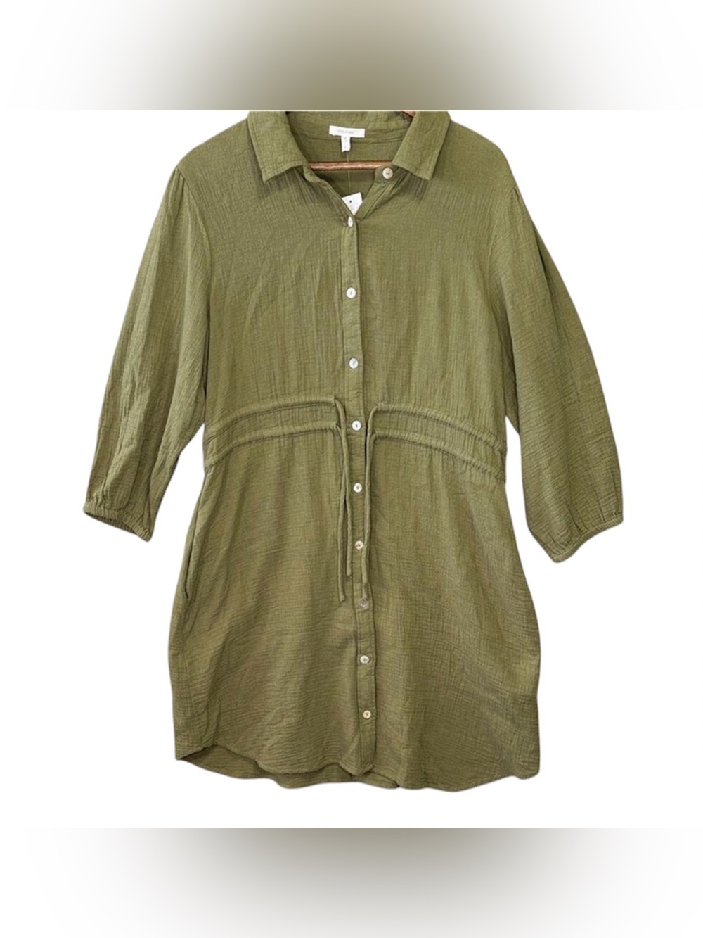 NWT Maurice’s Women’s Gauze Shirt Dress Collared Large Olive Green Lightweight